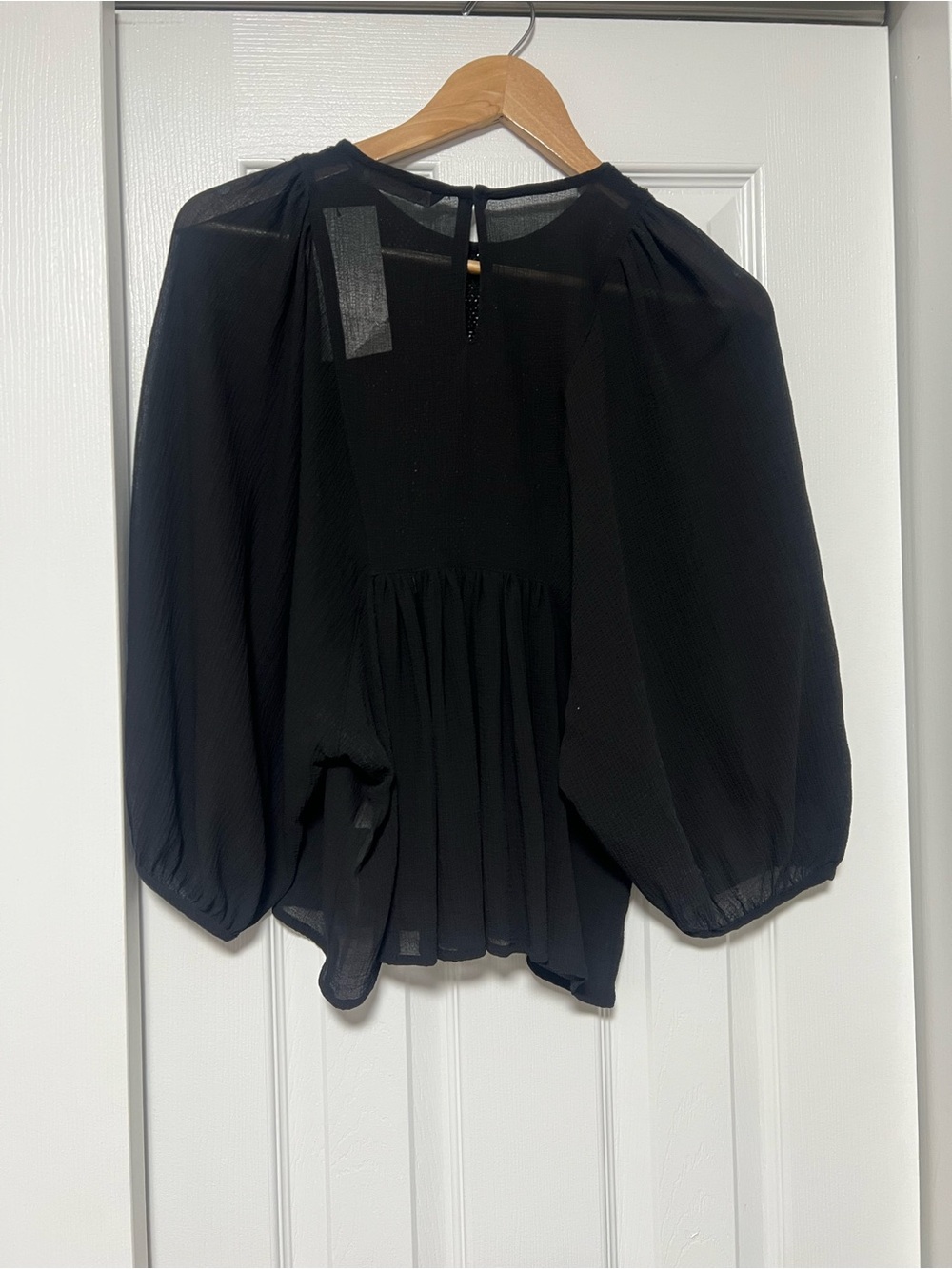 ZARA Black Beaded Sequin Embroidered Batwing Blouse NWT S - Picture 3 of 6